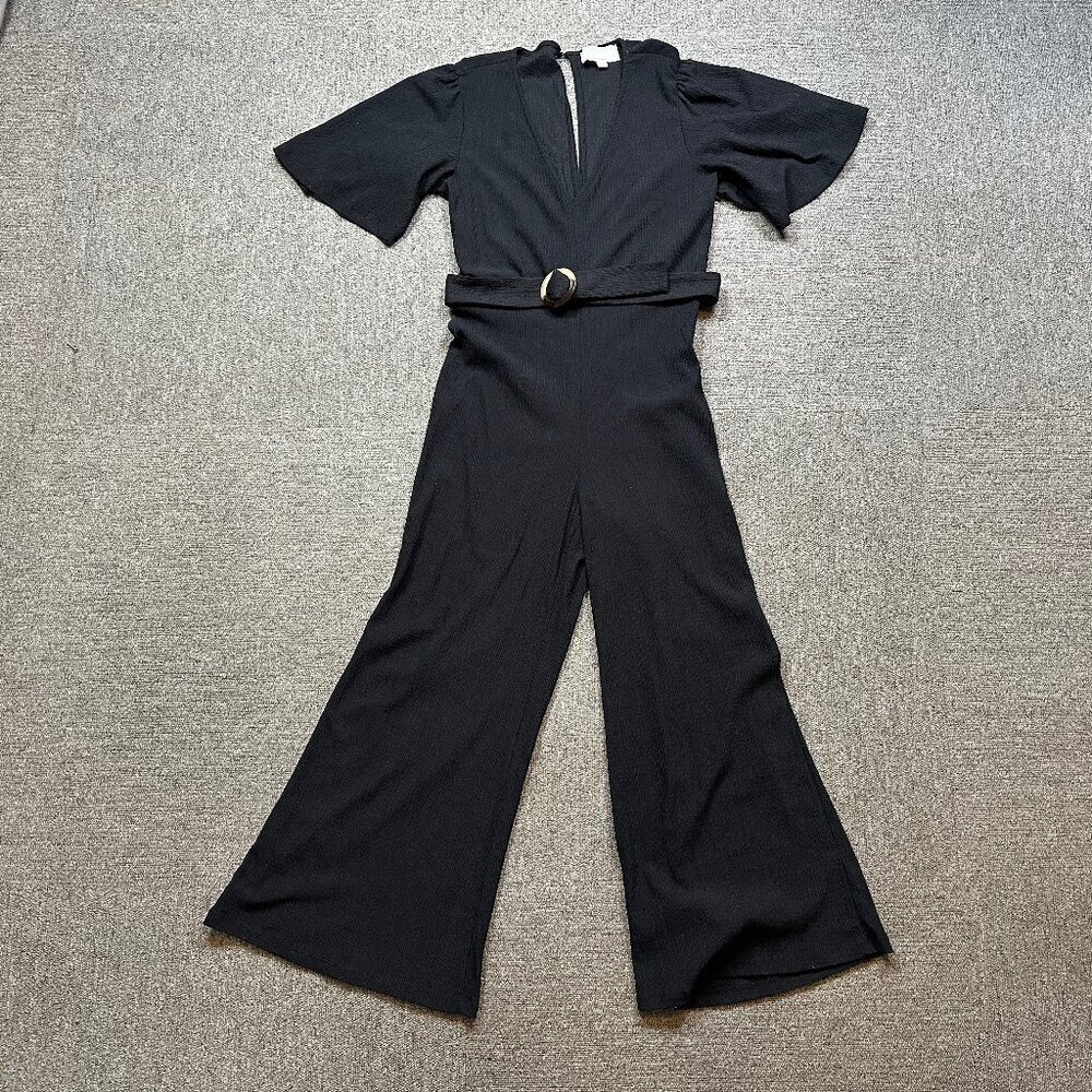 Anthropologie Maeve Wide Leg Black Belted Jumpsuit One Piece in Size 00